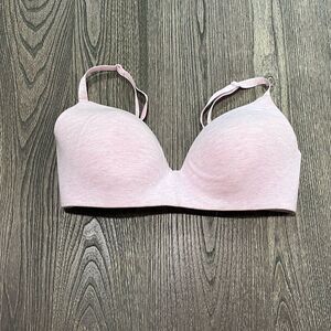 Victoria Secret T-Shirt Lightly Lined Wireless Bra Stretch Cotton Pink Size 36DD